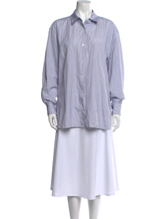 Nili Lotan Striped Long Sleeve Button-Up Top