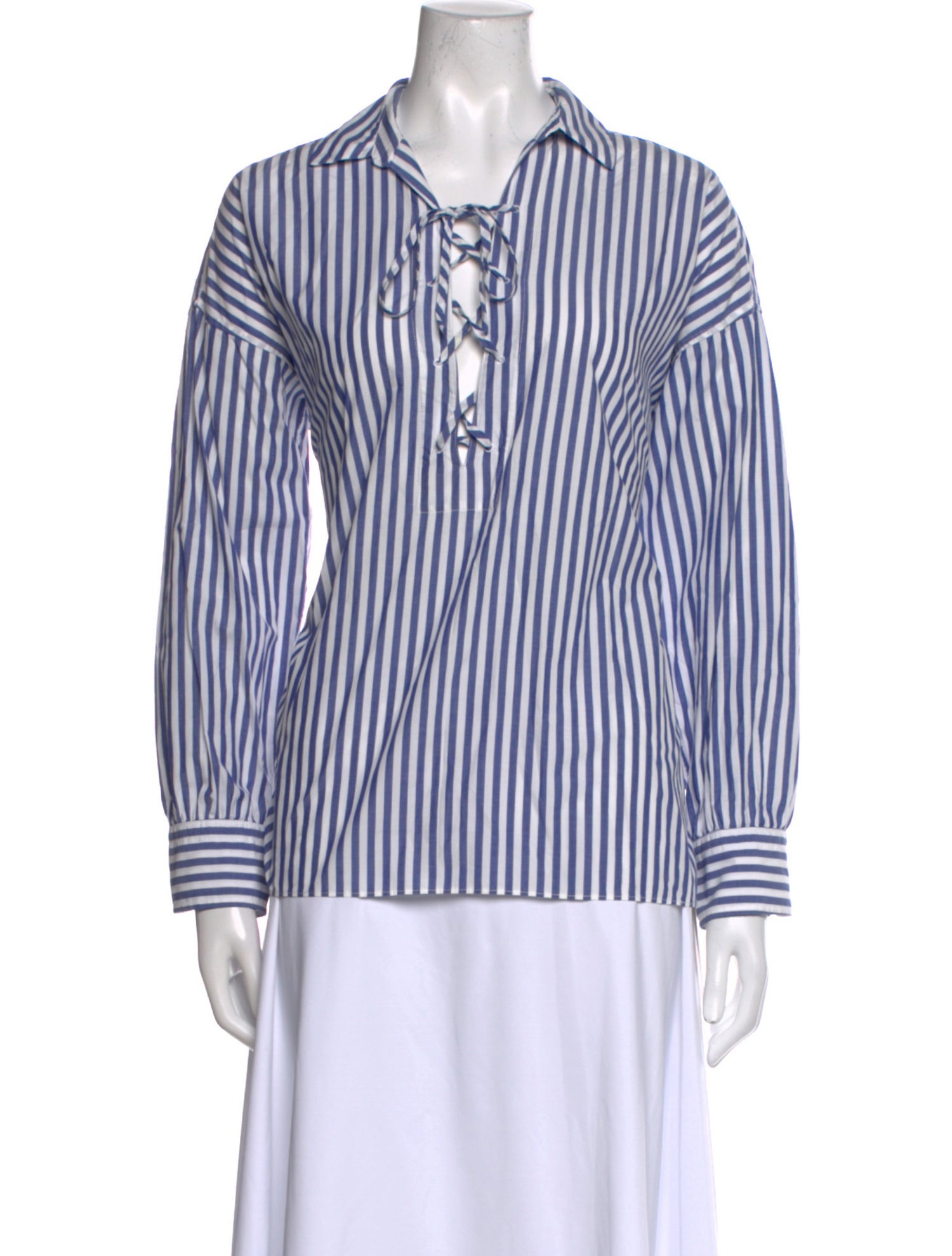 Nili Lotan Striped Long Sleeve Button-Up Top