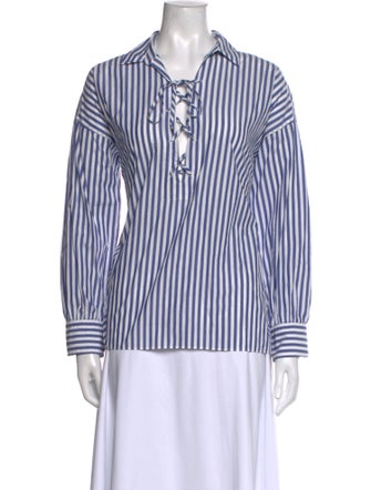 Nili Lotan Striped Long Sleeve Button-Up Top