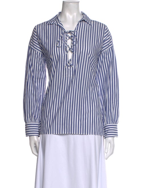 Nili Lotan Striped Long Sleeve Button-Up Top
