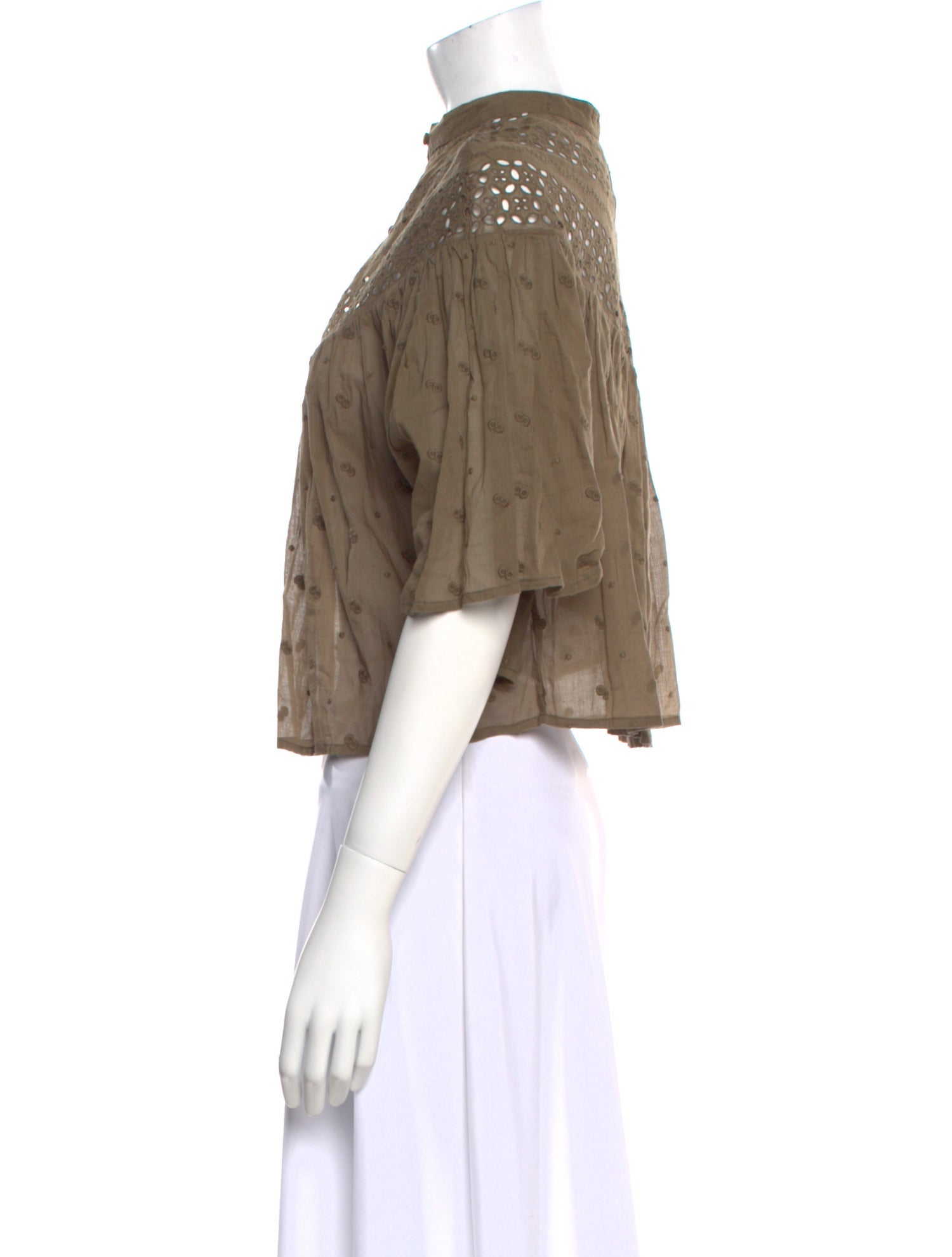 Nili Lotan Mock Neck Three-Quarter Sleeve Blouse