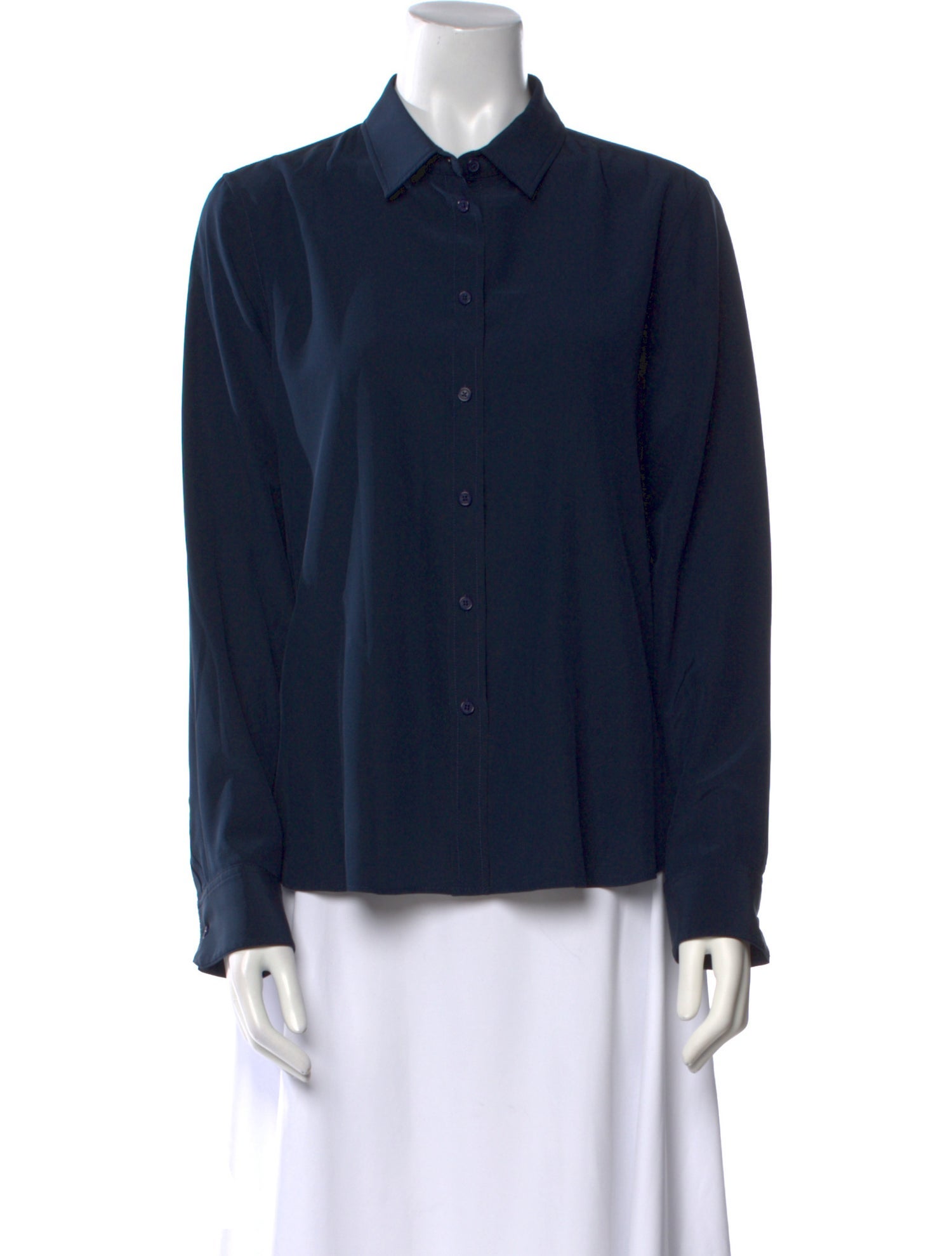 Nili Lotan Silk Long Sleeve Button-Up Top