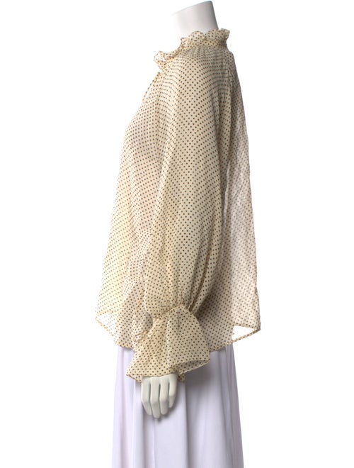 Nili Lotan Polka Dot Print Mock Neck Blouse