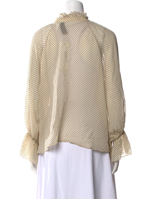 Nili Lotan Polka Dot Print Mock Neck Blouse