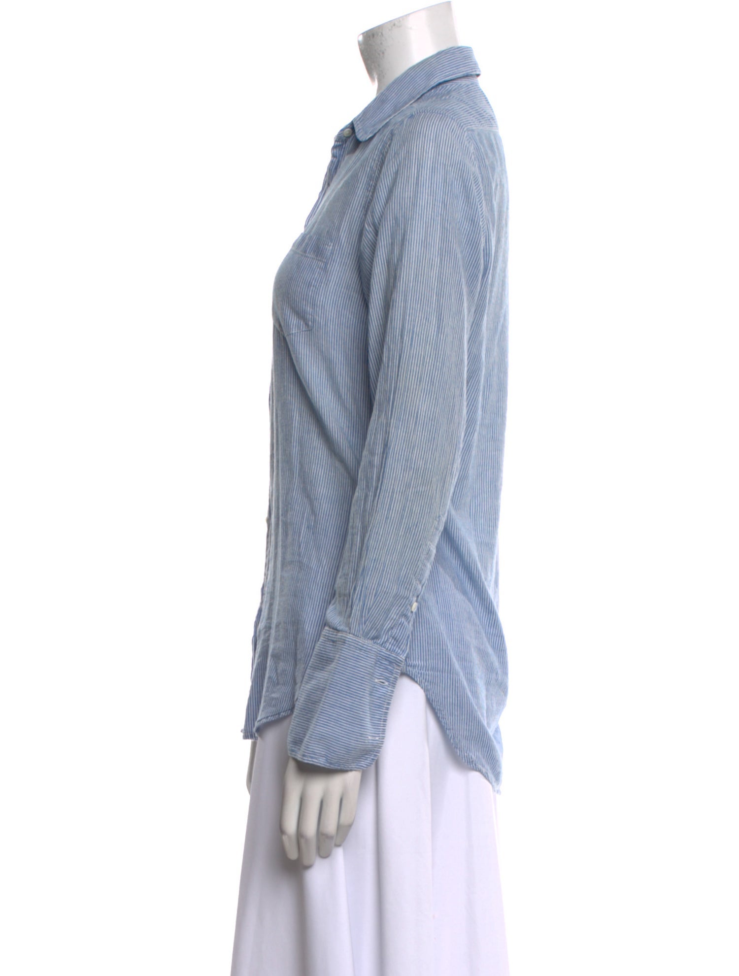 Nili Lotan Striped Long Sleeve Button-Up Top