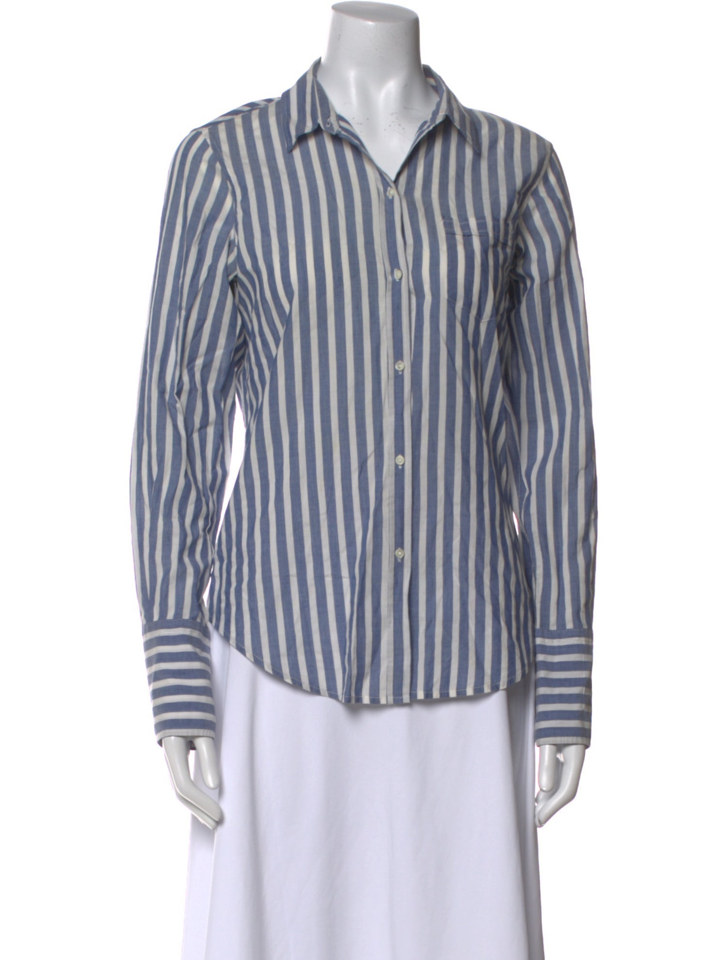 Nili Lotan Striped Long Sleeve Button-Up Top