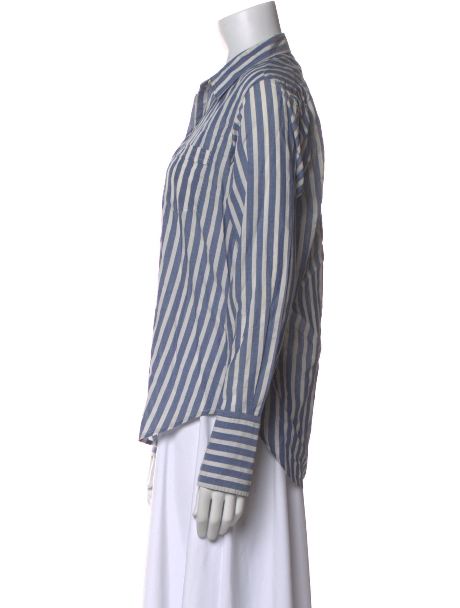Nili Lotan Striped Long Sleeve Button-Up Top