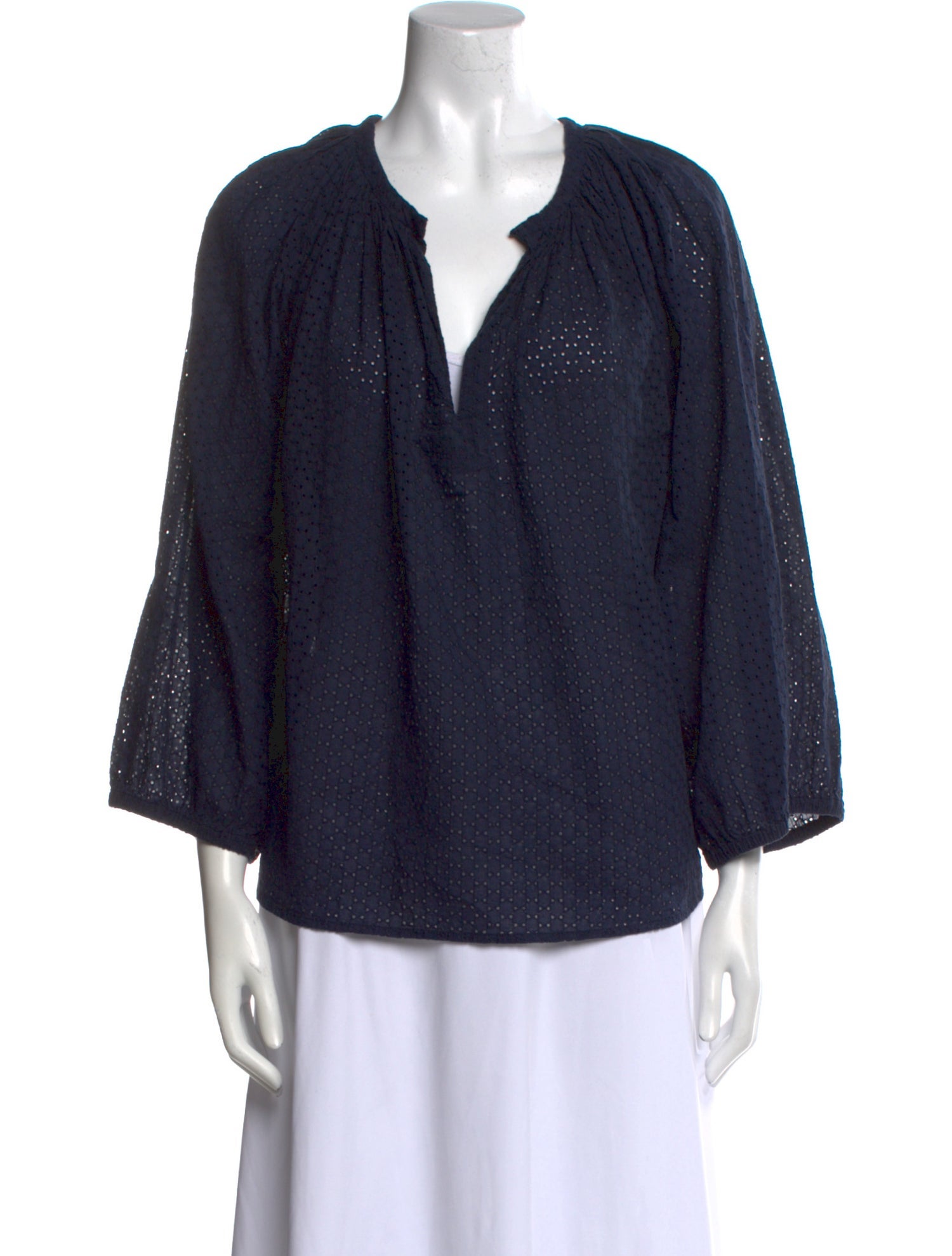 Nili Lotan V-Neck Three-Quarter Sleeve Blouse