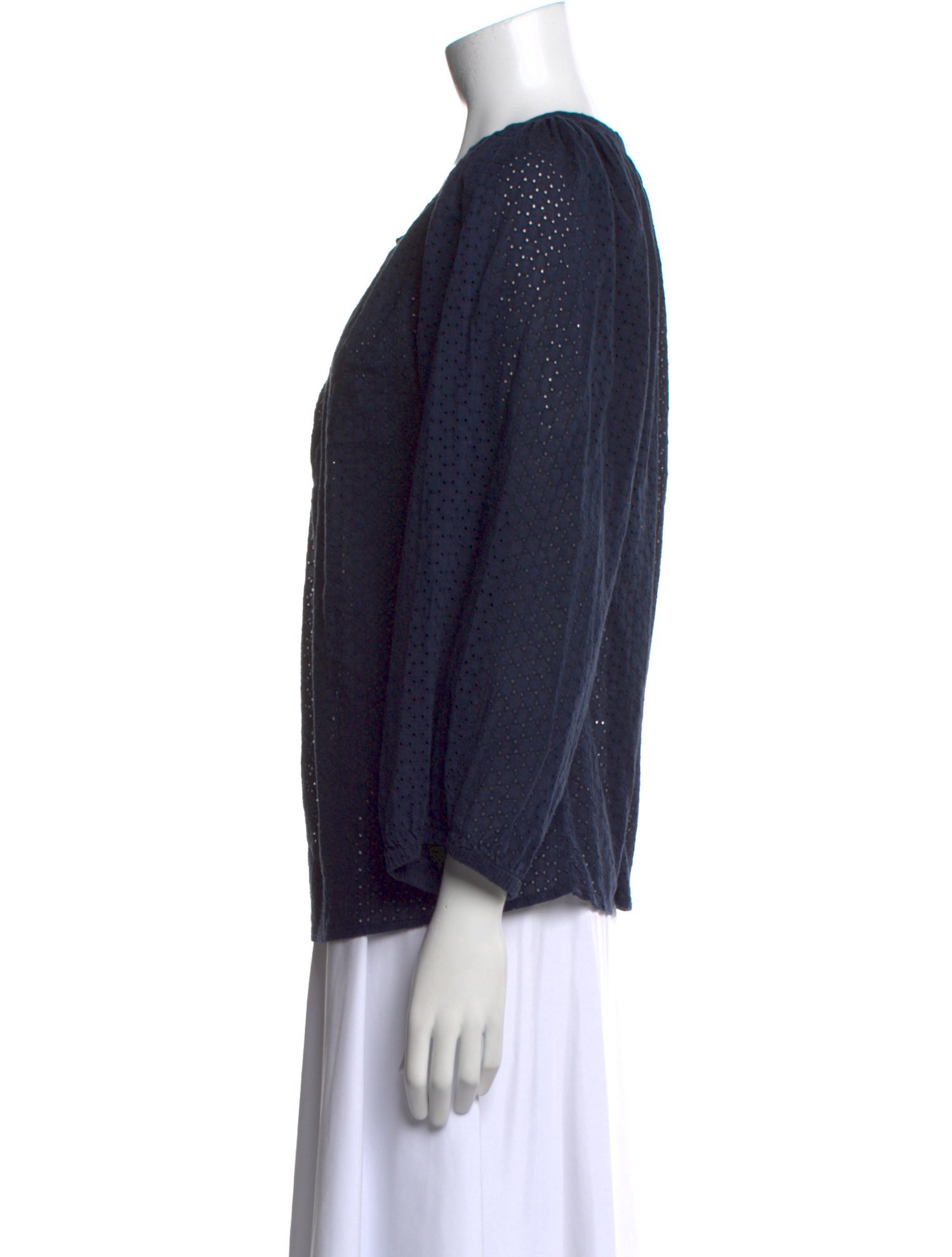 Nili Lotan V-Neck Three-Quarter Sleeve Blouse