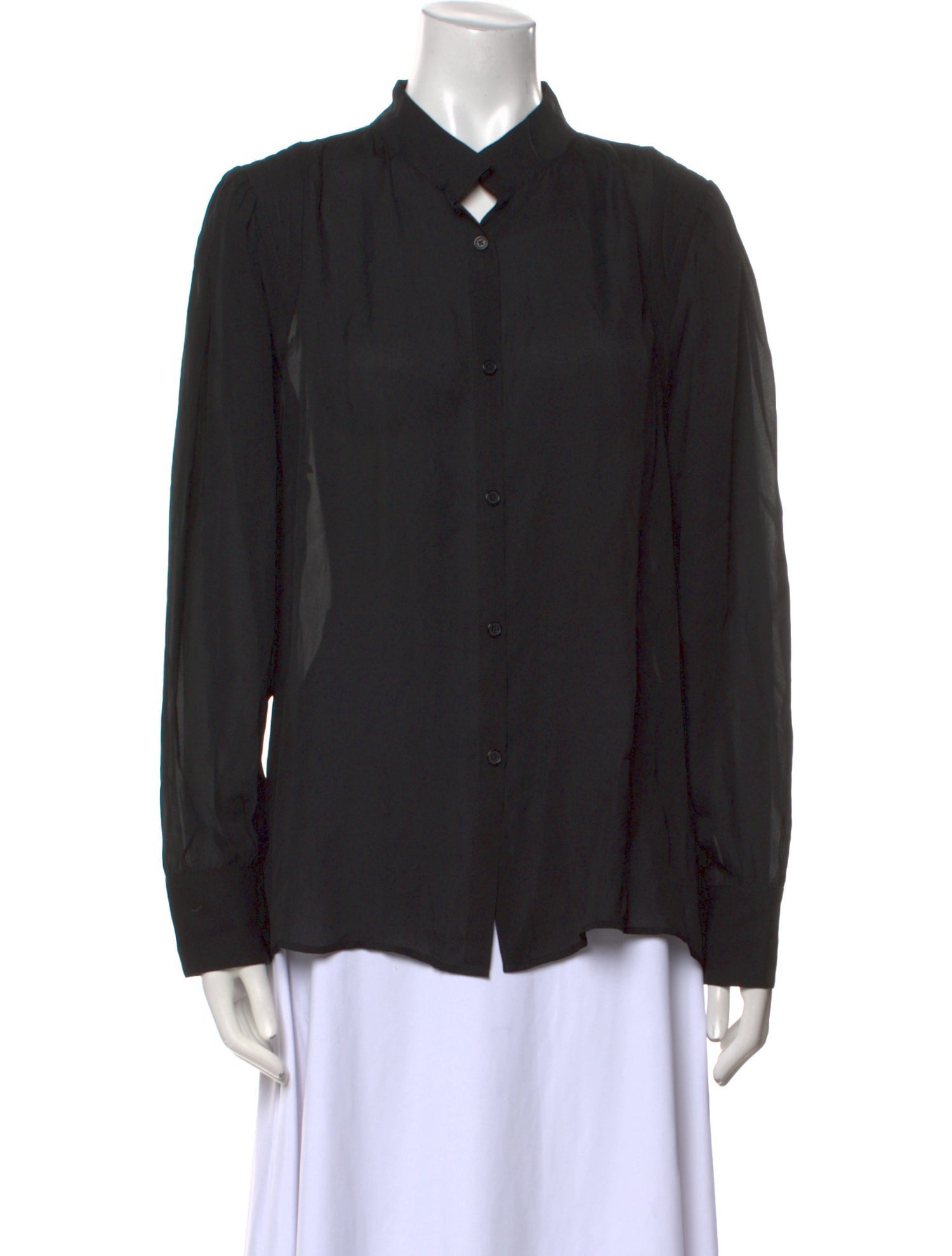 Nili Lotan Silk Long Sleeve Button-Up Top