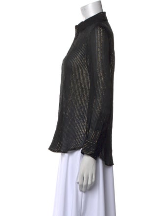 Nili Lotan Silk Striped Button-Up Top