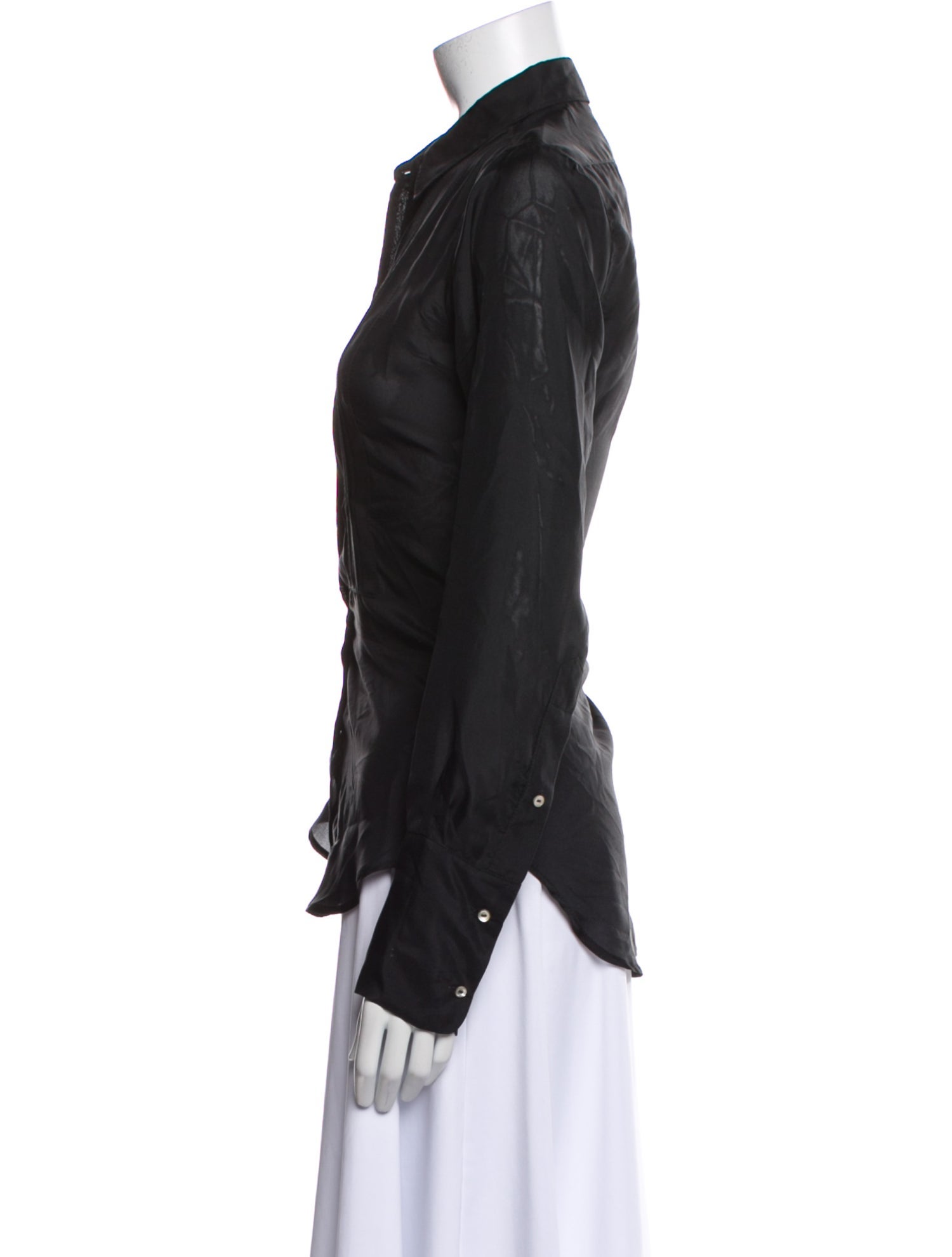 Nili Lotan Silk Long Sleeve Button-Up Top