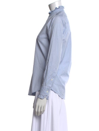 Nili Lotan Striped Mock Neck Button-Up Top