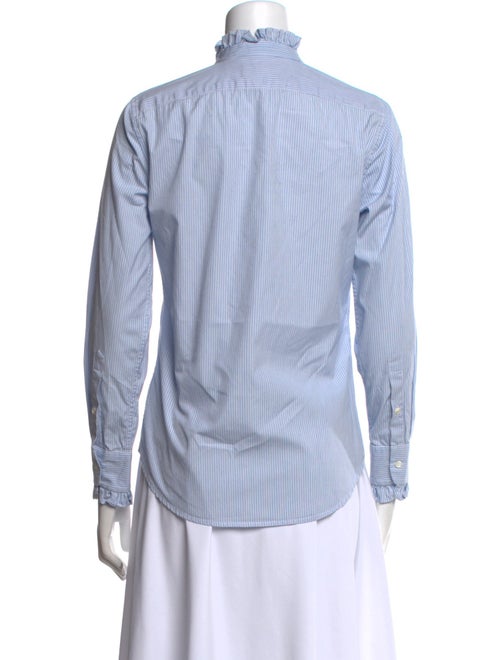 Nili Lotan Striped Mock Neck Button-Up Top