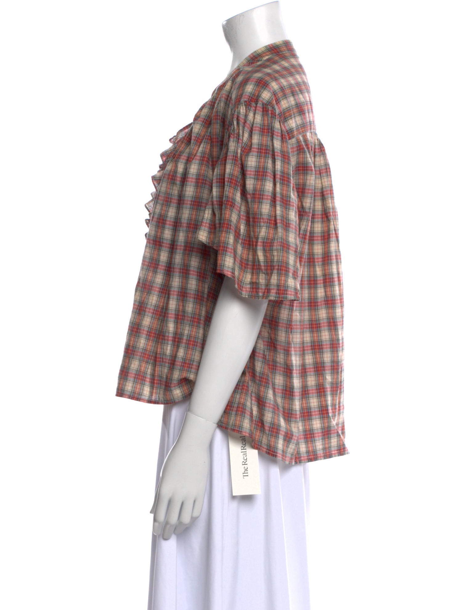 Nili Lotan Plaid Print Crew Neck Polo