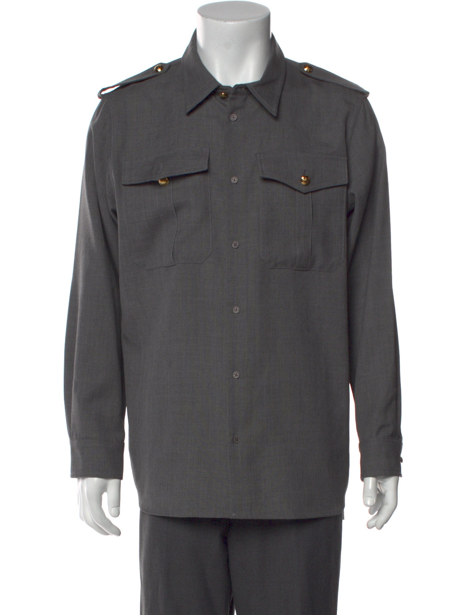 Nili Lotan Virgin Wool Long Sleeve Dress Shirt