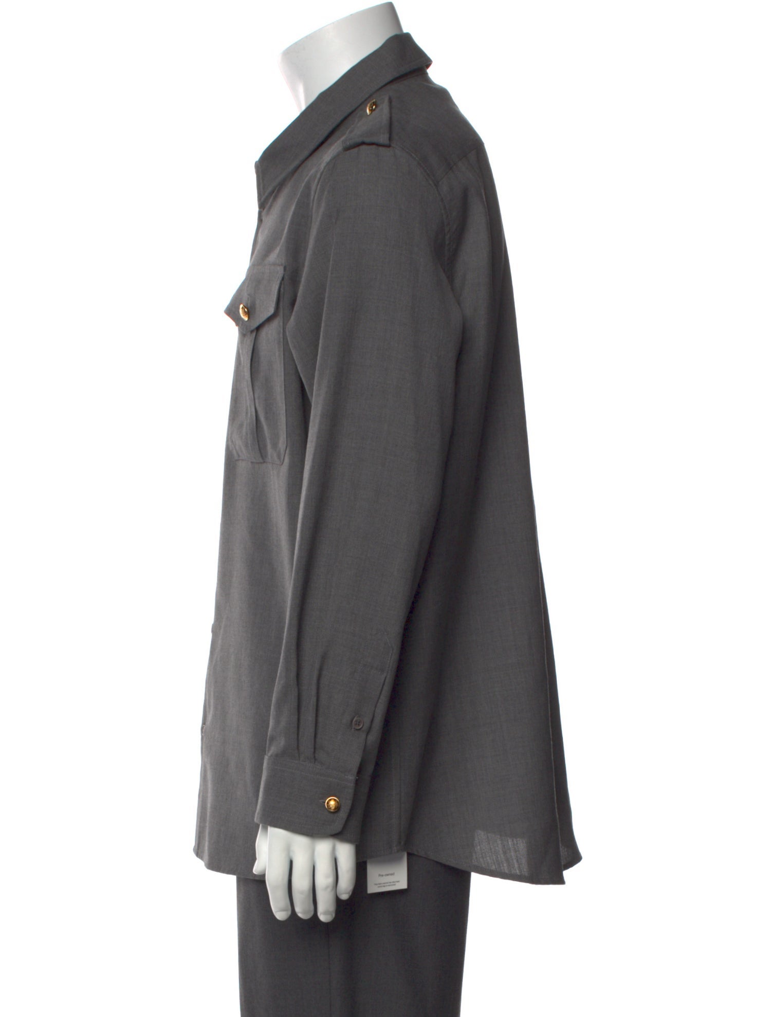 Nili Lotan Virgin Wool Long Sleeve Dress Shirt