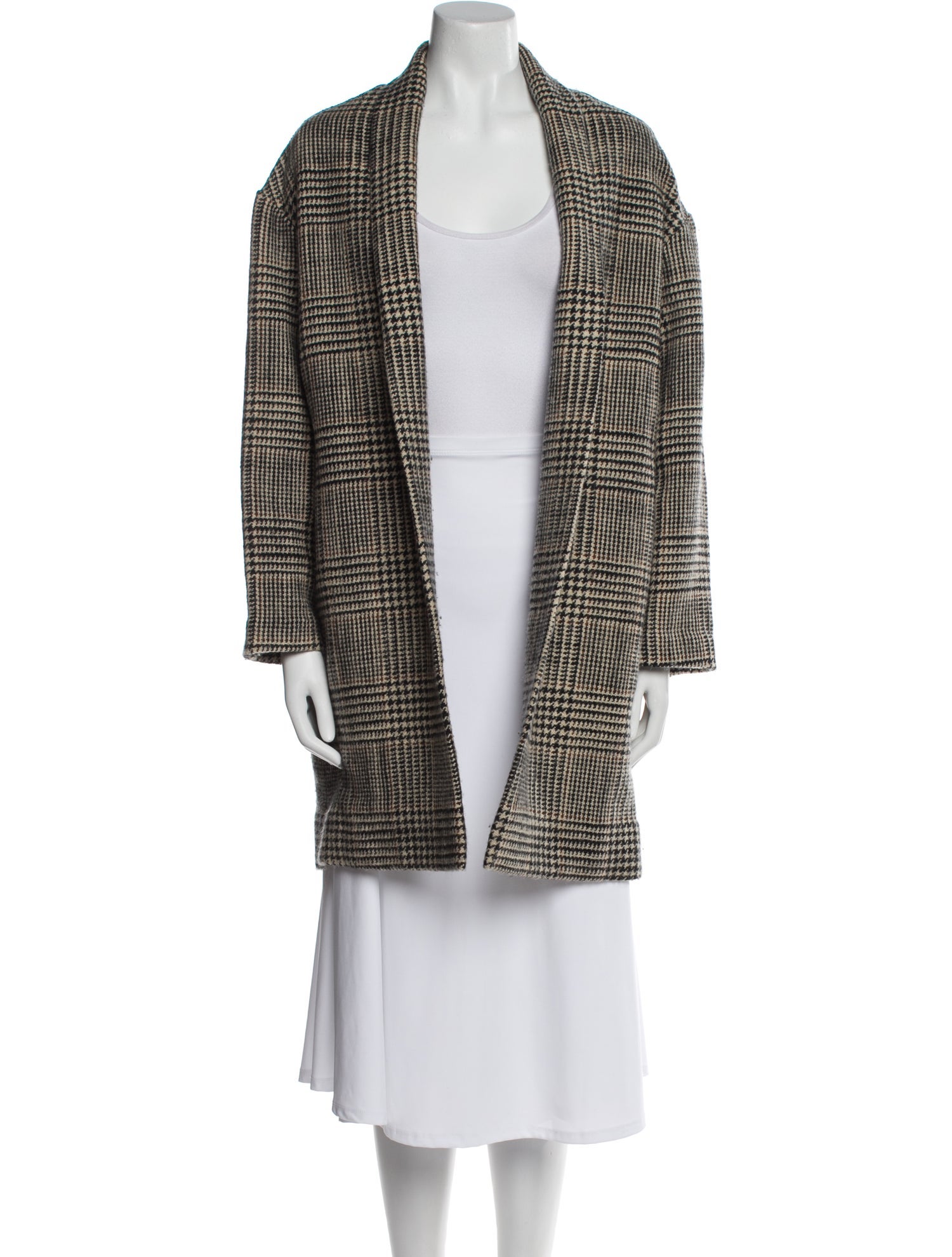 Nili Lotan Virgin Wool Plaid Print Coat