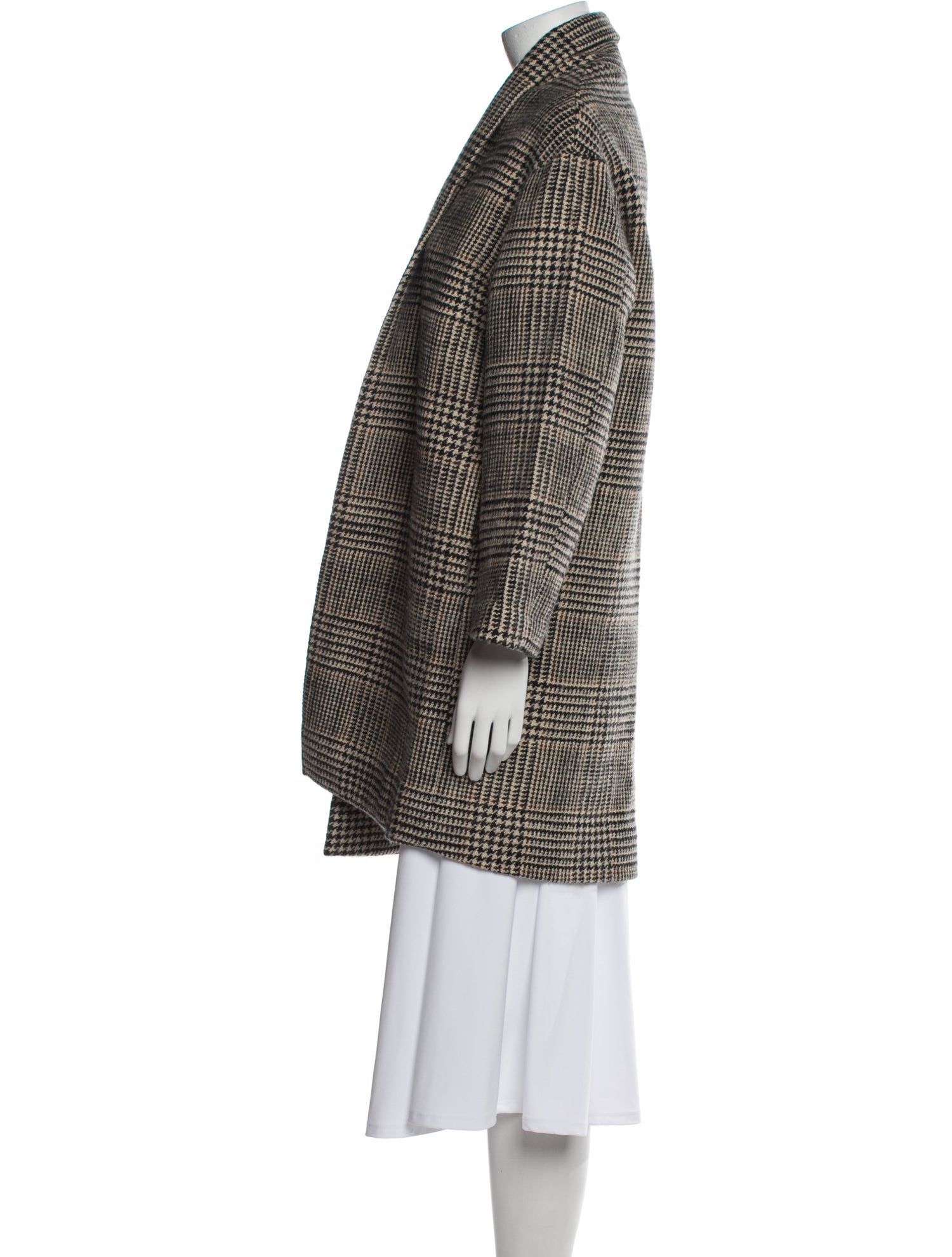 Nili Lotan Virgin Wool Plaid Print Coat