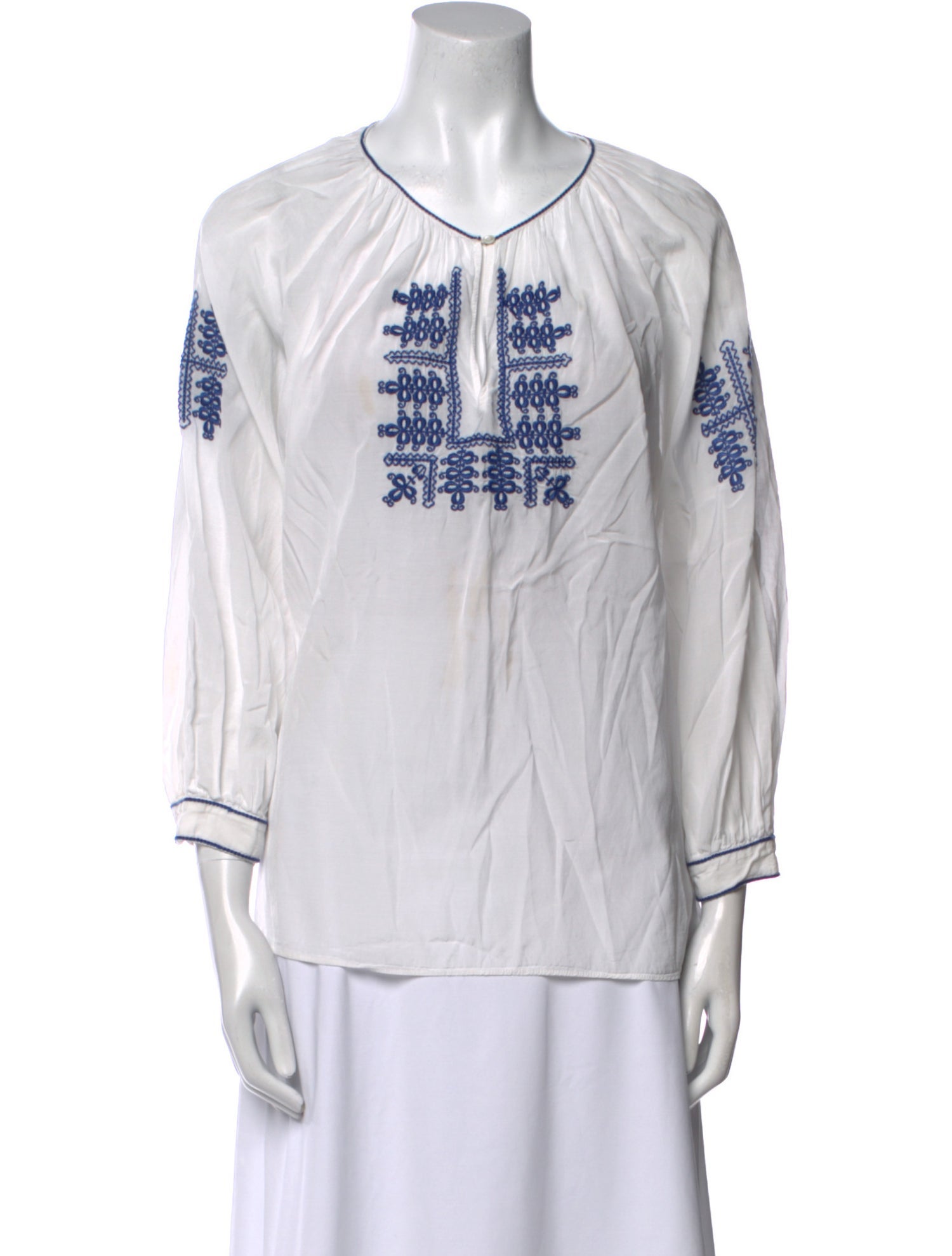 Nili Lotan Printed V-Neck Blouse