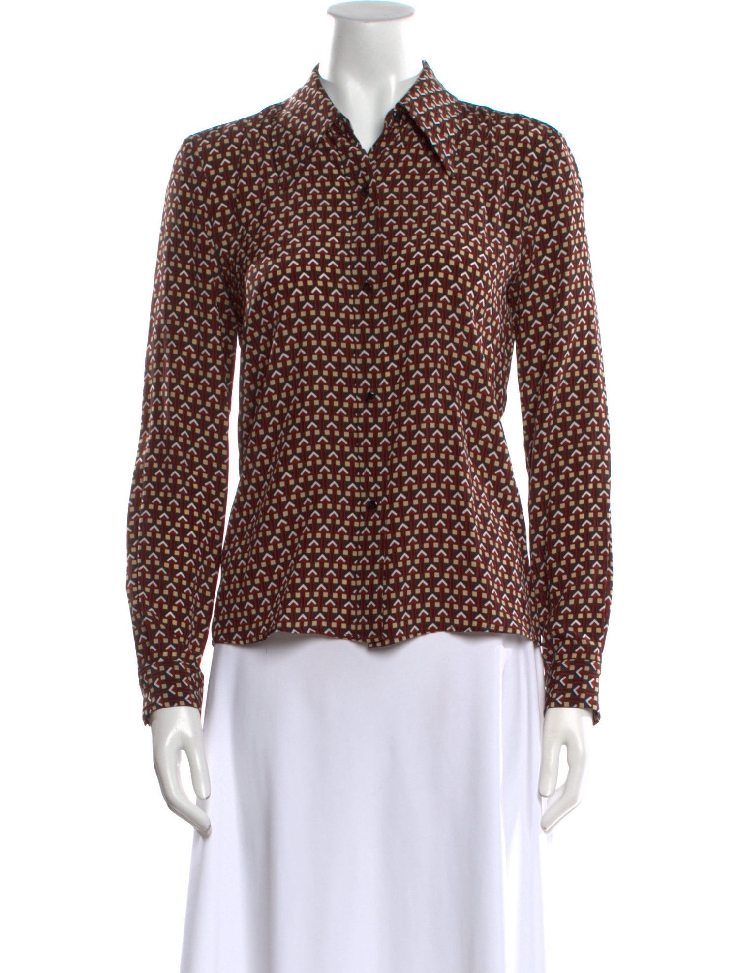 Nili Lotan Silk Printed Button-Up Top