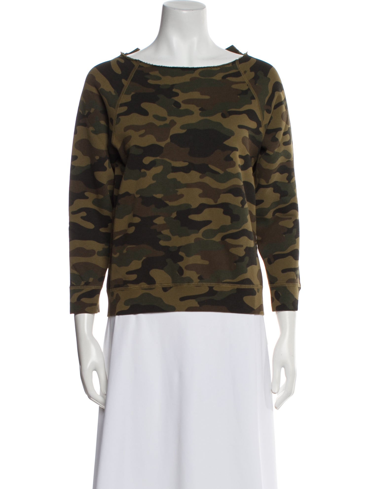 Nili Lotan Camouflage Print Bateau Neckline Sweatshirt w/ Tags