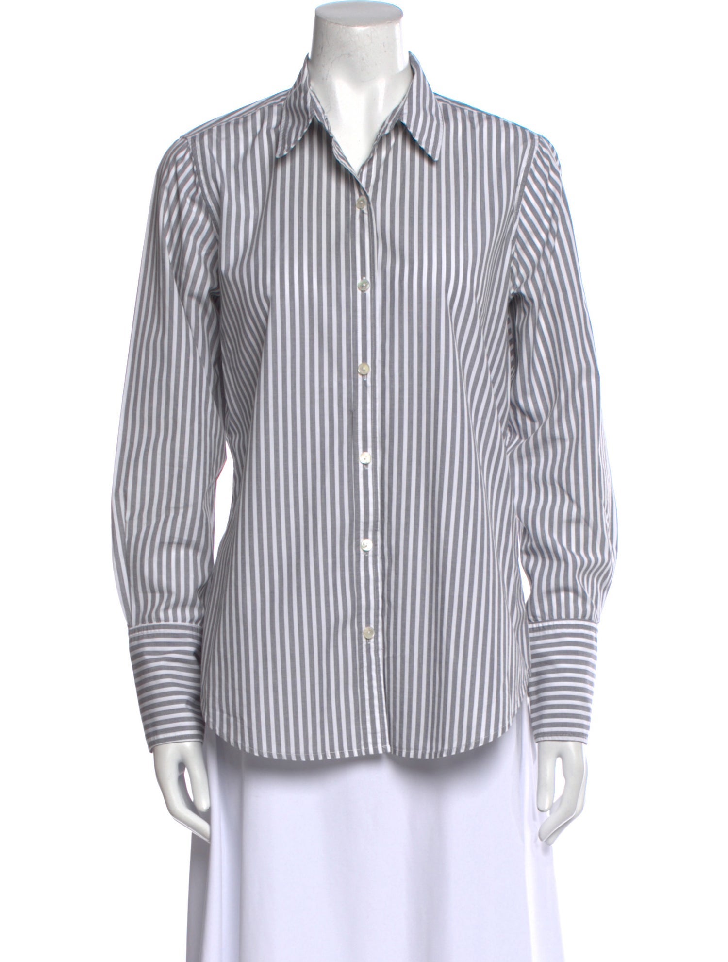 Nili Lotan Striped Long Sleeve Button-Up Top