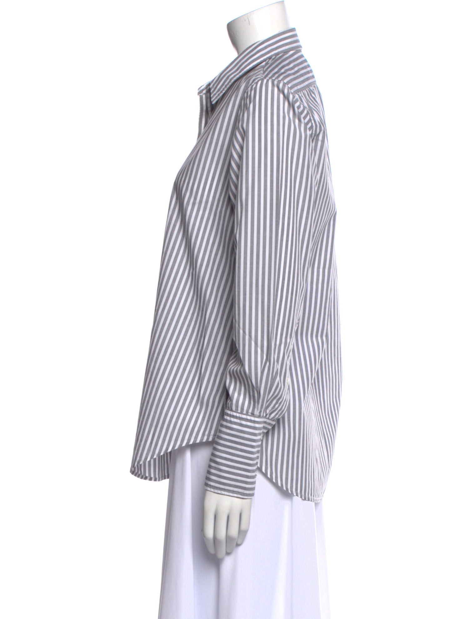 Nili Lotan Striped Long Sleeve Button-Up Top