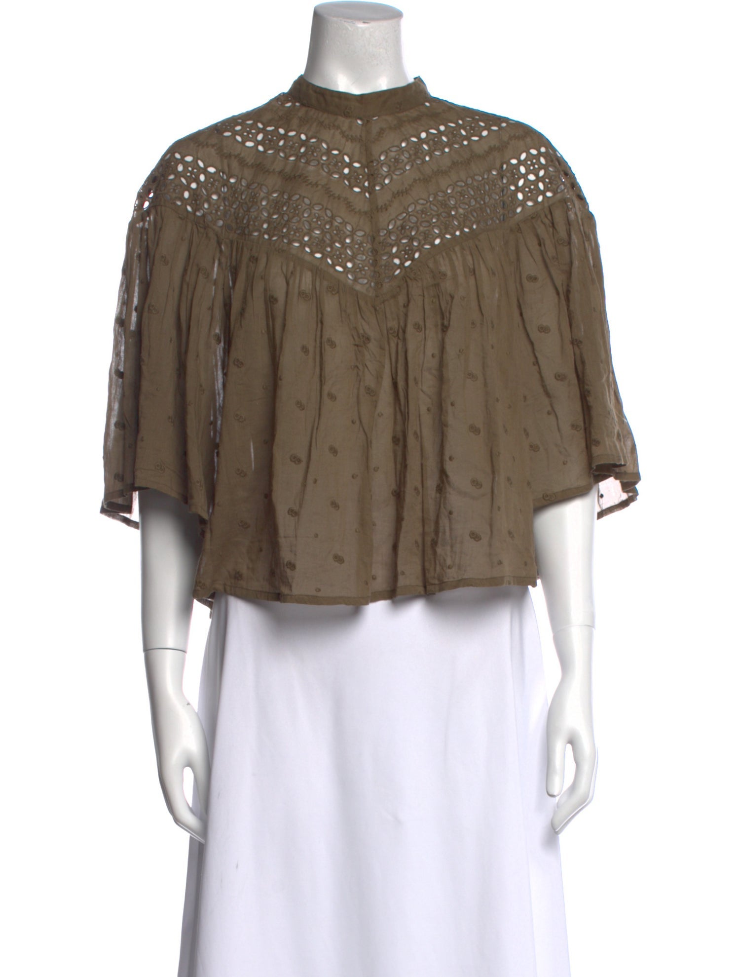 Nili Lotan Mock Neck Three-Quarter Sleeve Blouse