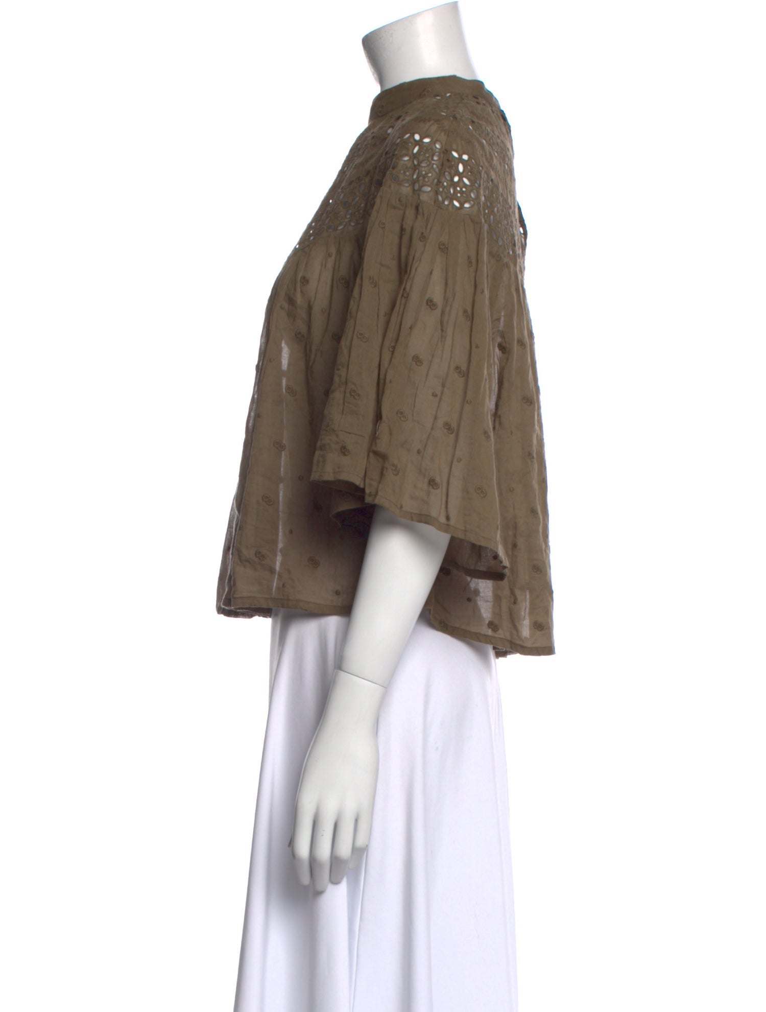 Nili Lotan Mock Neck Three-Quarter Sleeve Blouse