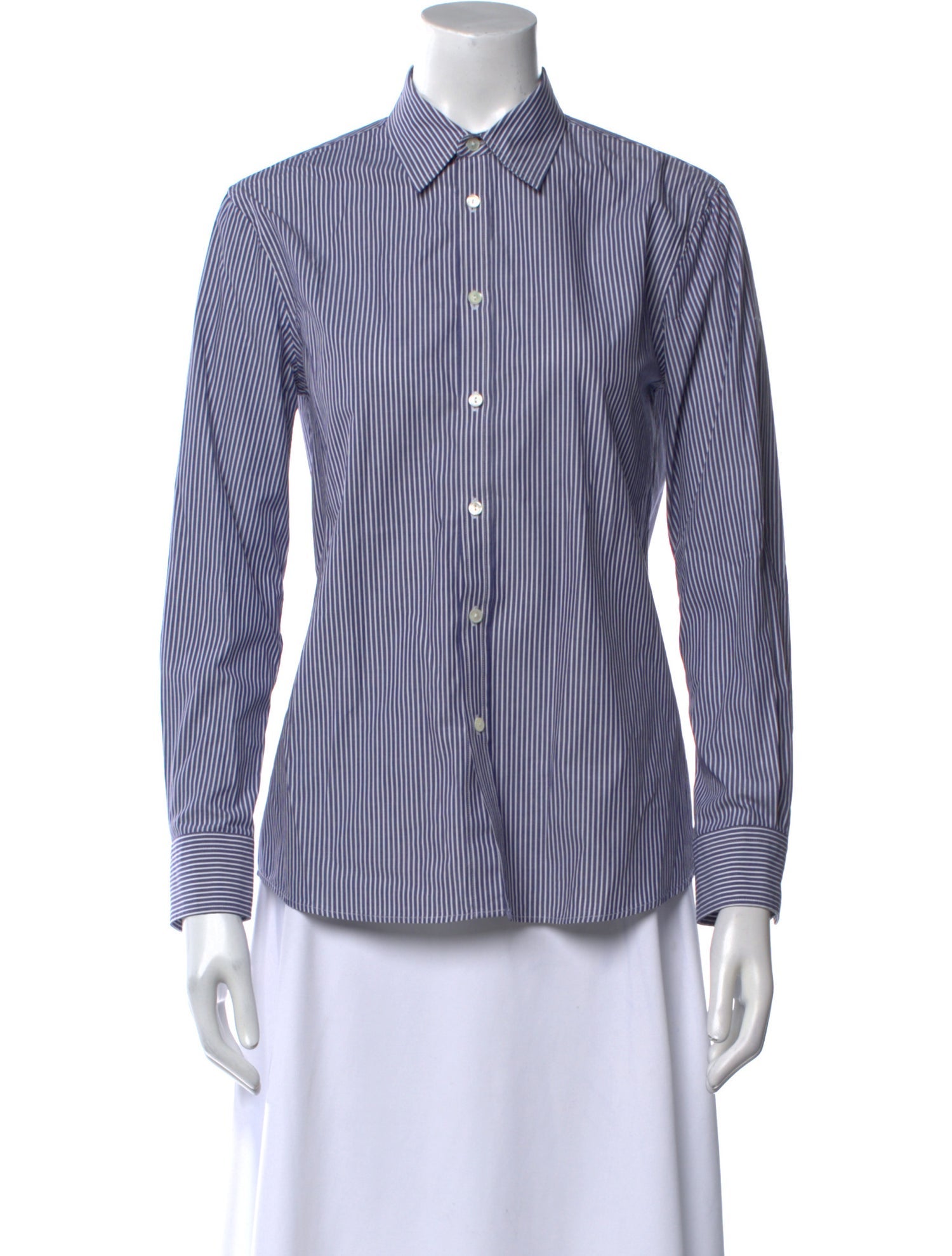 Nili Lotan Striped Long Sleeve Button-Up Top