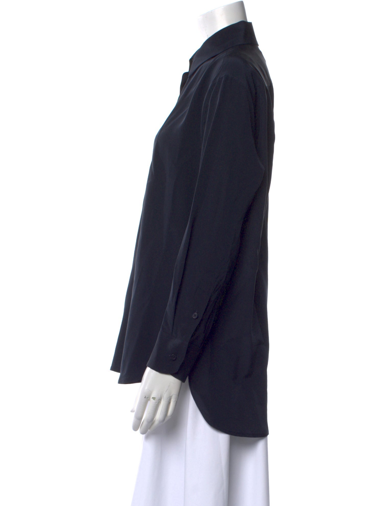 Nili Lotan Silk Long Sleeve Button-Up Top