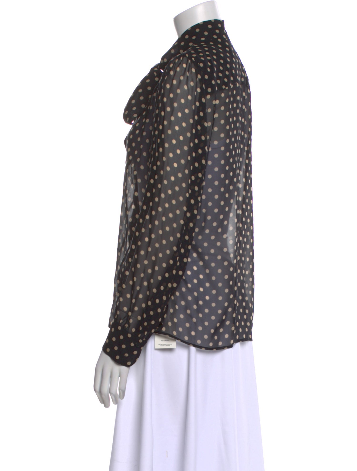 Nili Lotan Silk Polka Dot Print Button-Up Top