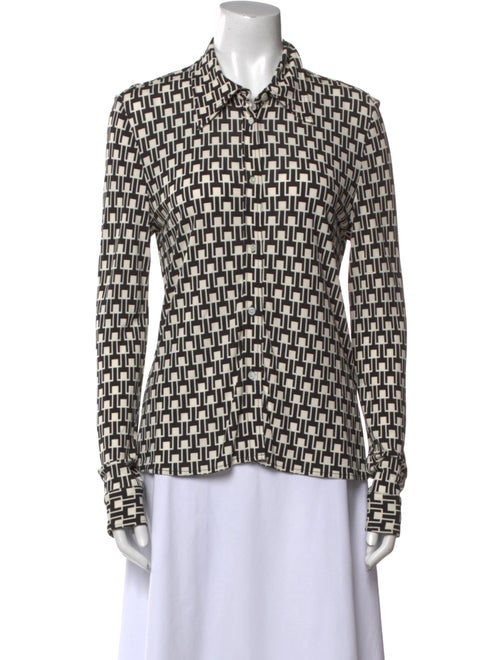 Nili Lotan Printed Long Sleeve Button-Up Top