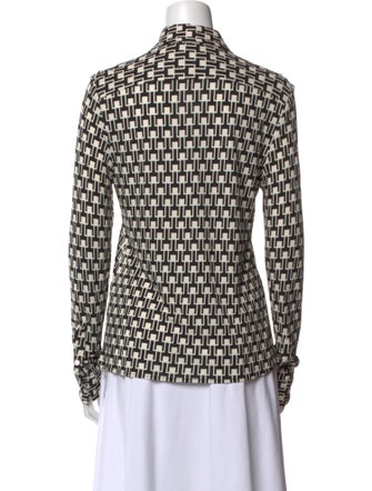 Nili Lotan Printed Long Sleeve Button-Up Top