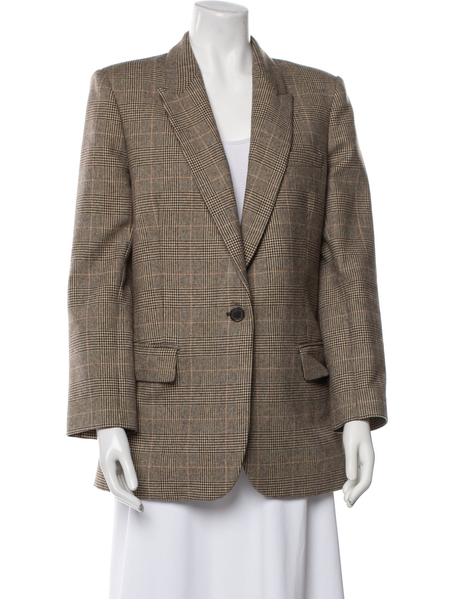 Nili Lotan Wool Plaid Print Blazer