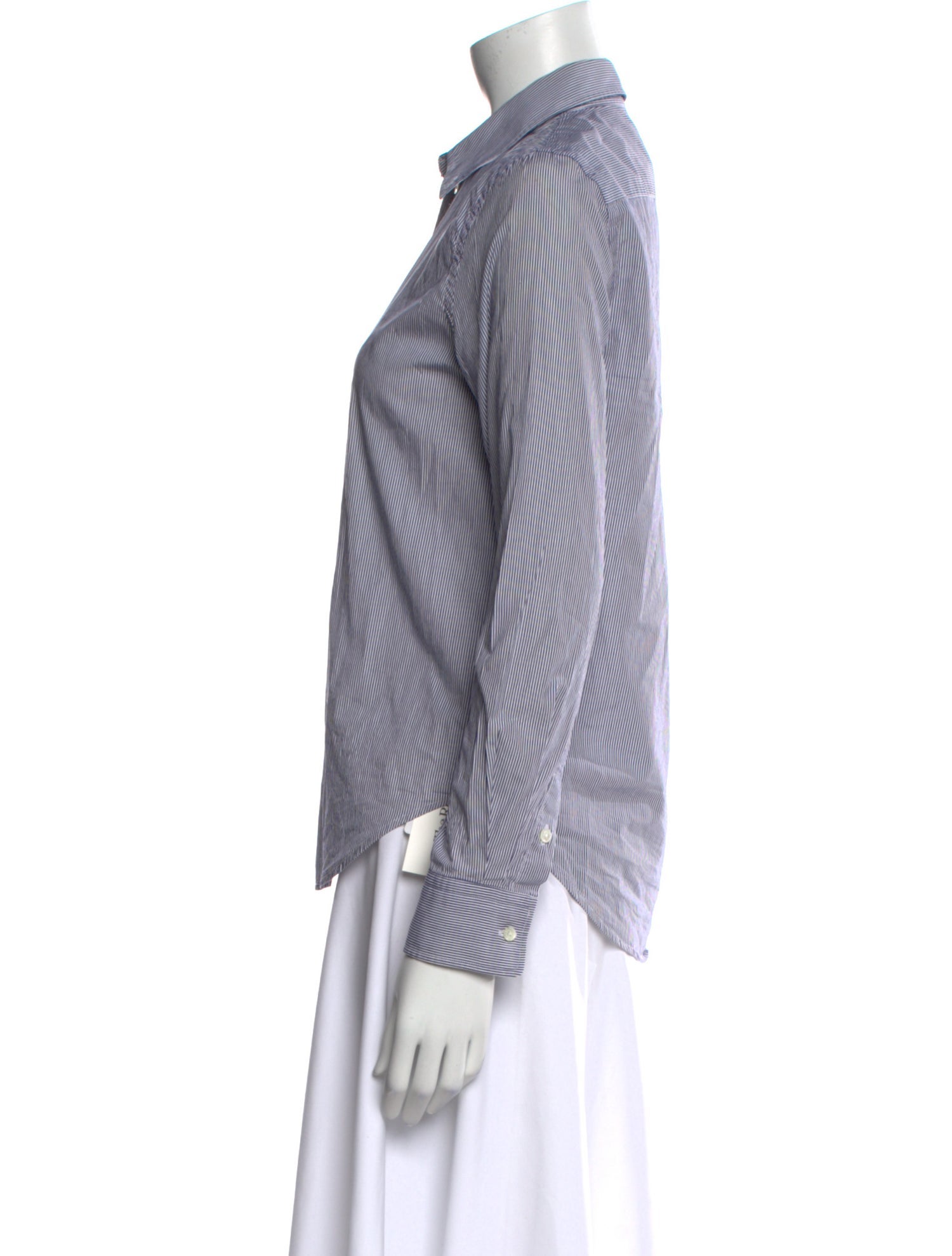 Nili Lotan Striped Long Sleeve Button-Up Top