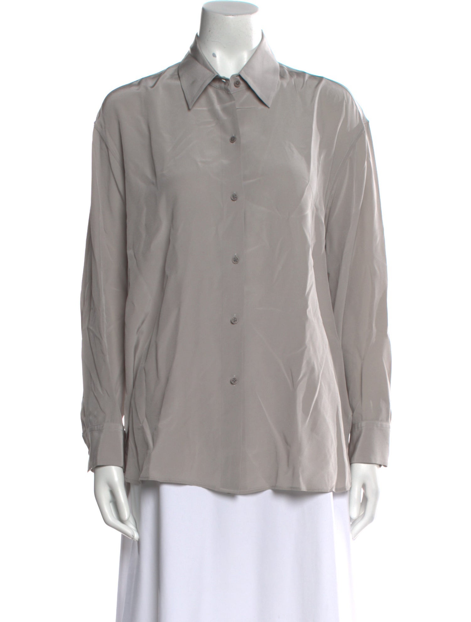Nili Lotan Silk Long Sleeve Button-Up Top