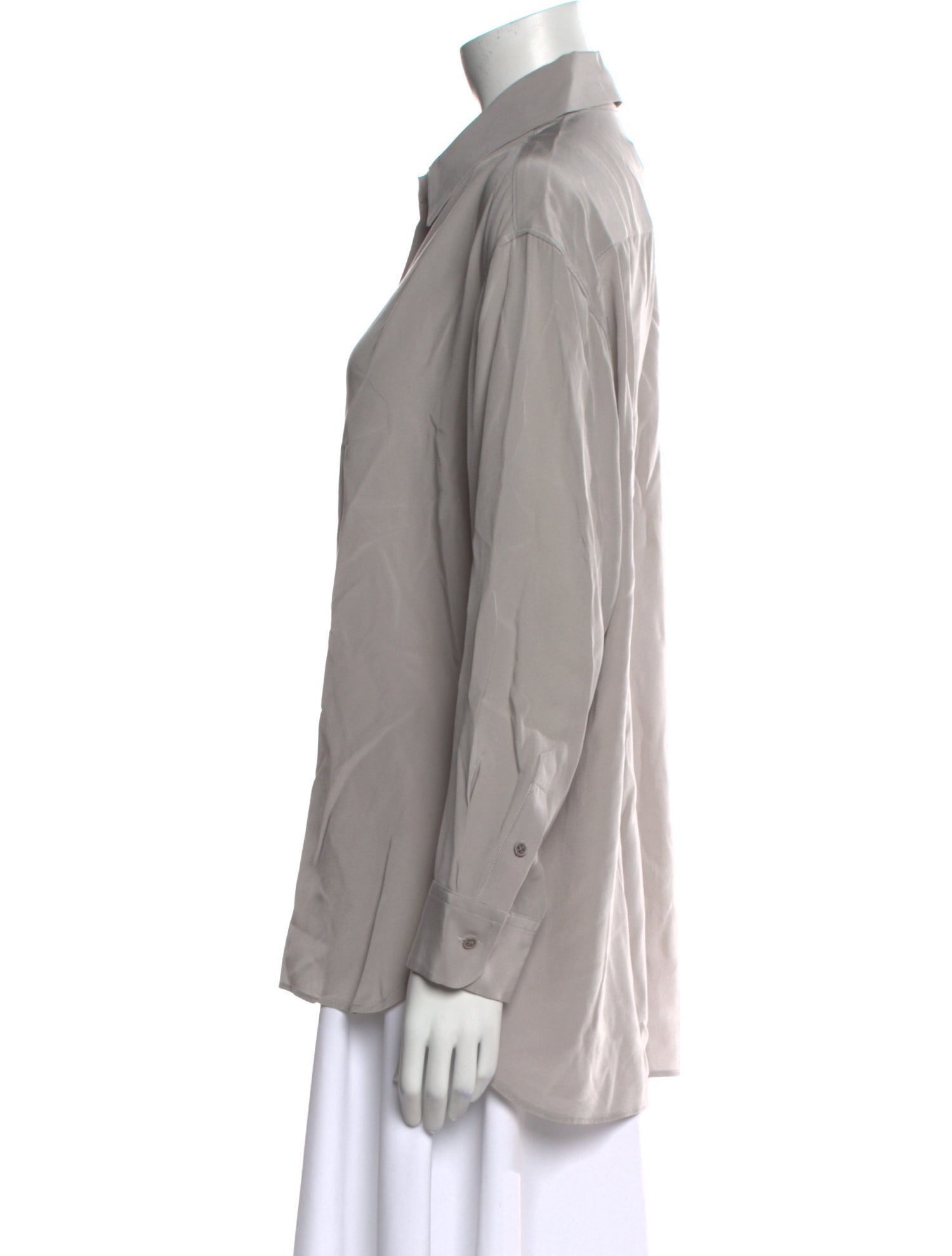 Nili Lotan Silk Long Sleeve Button-Up Top