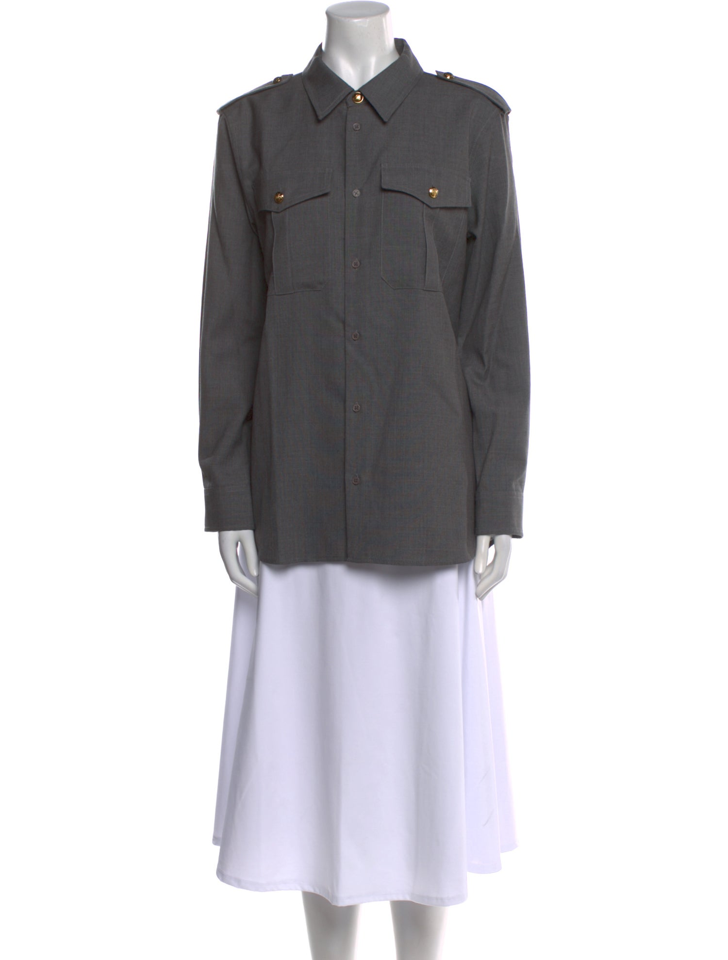 Nili Lotan Virgin Wool Long Sleeve Button-Up Top w/ Tags