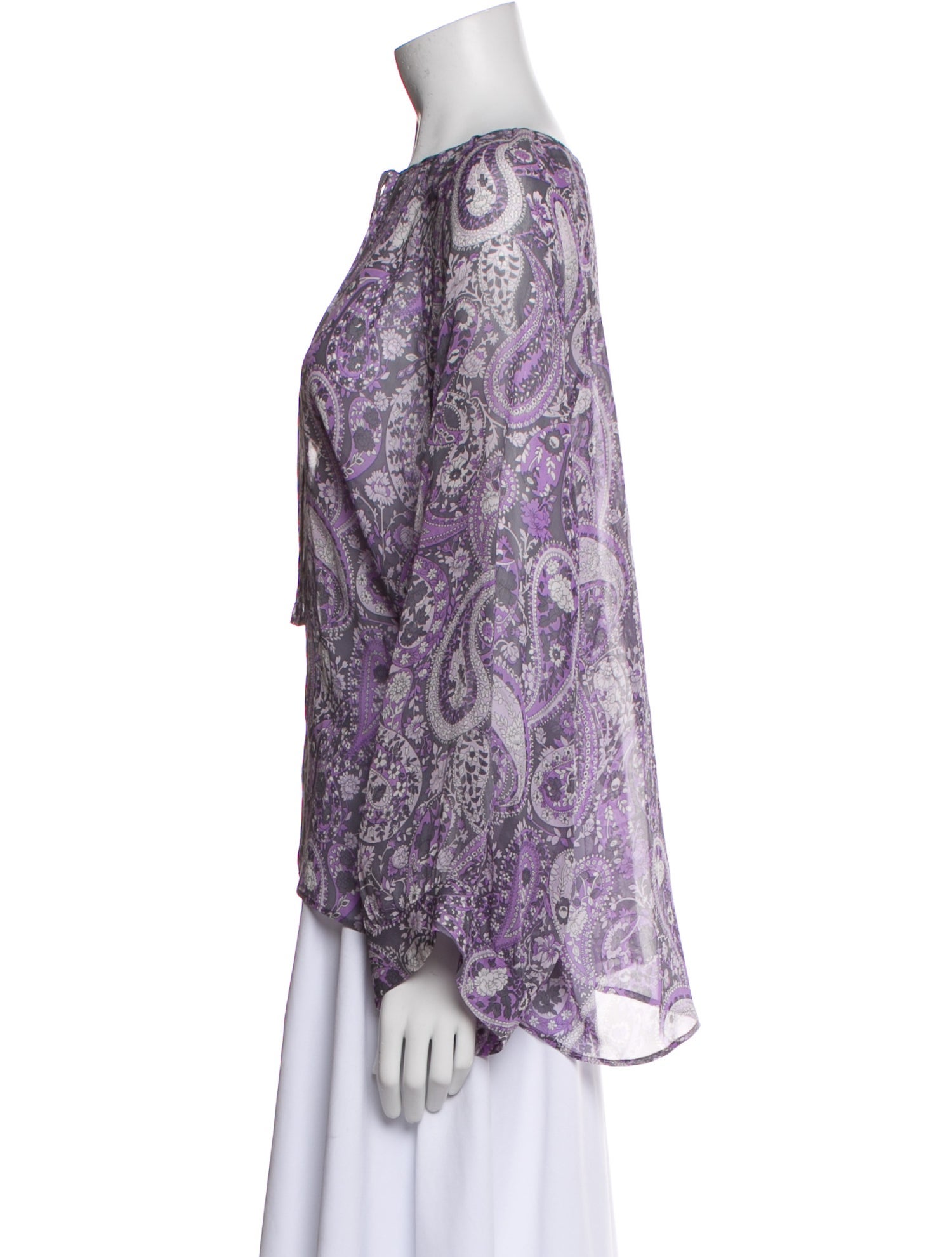 Nili Lotan Silk Paisley Print Blouse