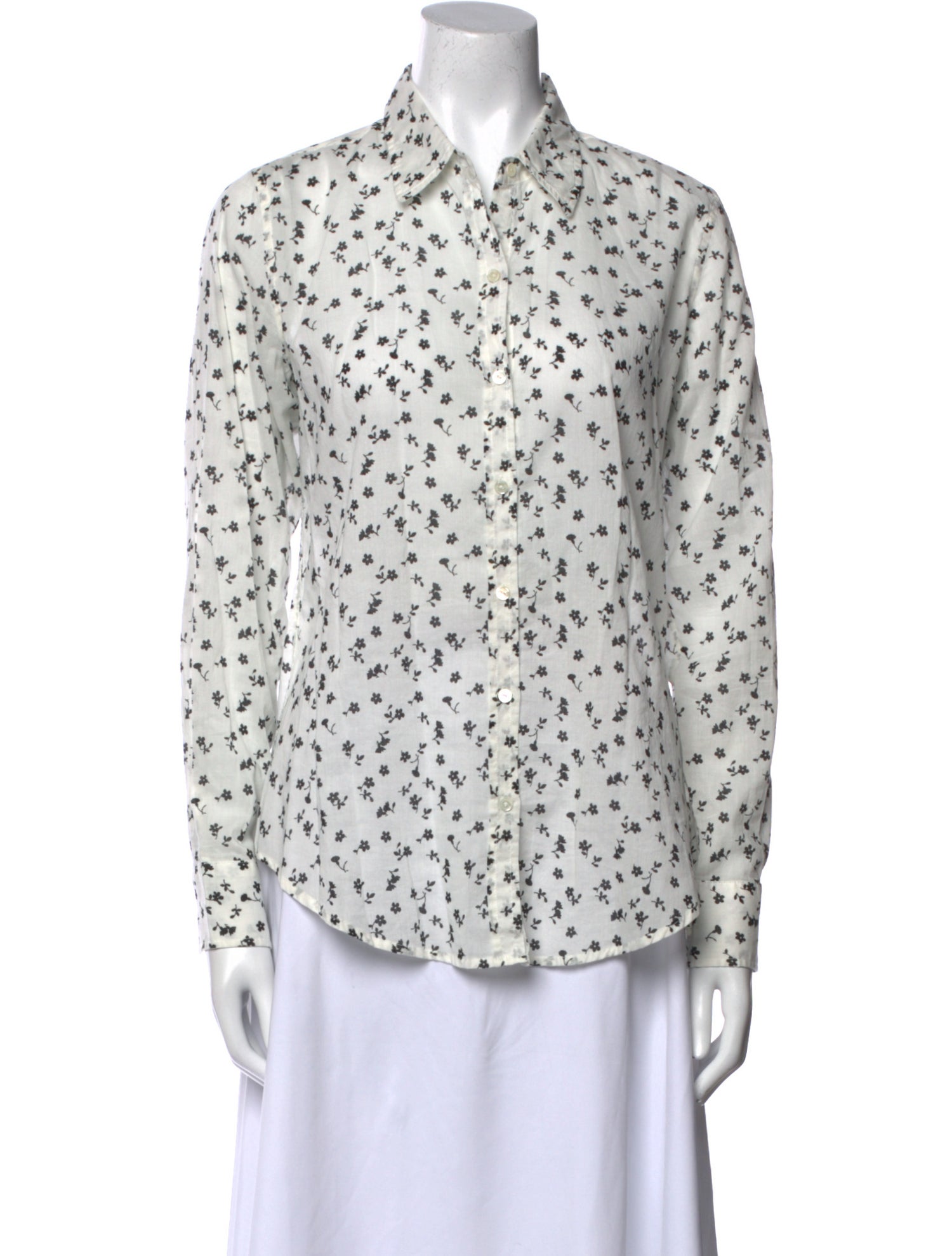 Nili Lotan Printed Long Sleeve Button-Up Top