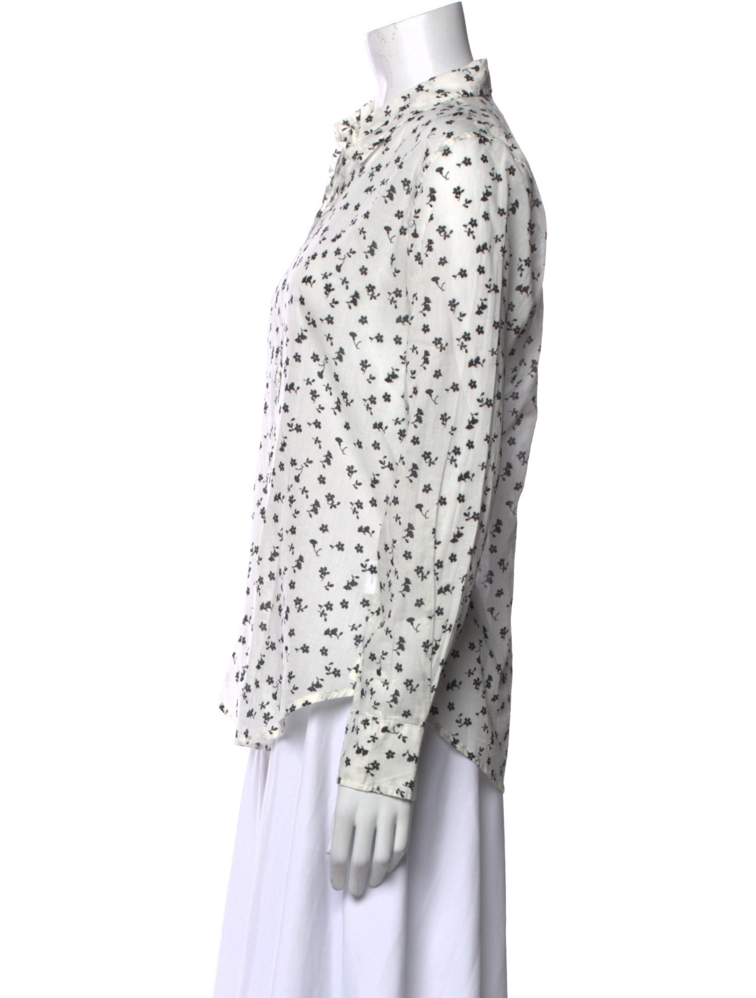 Nili Lotan Printed Long Sleeve Button-Up Top