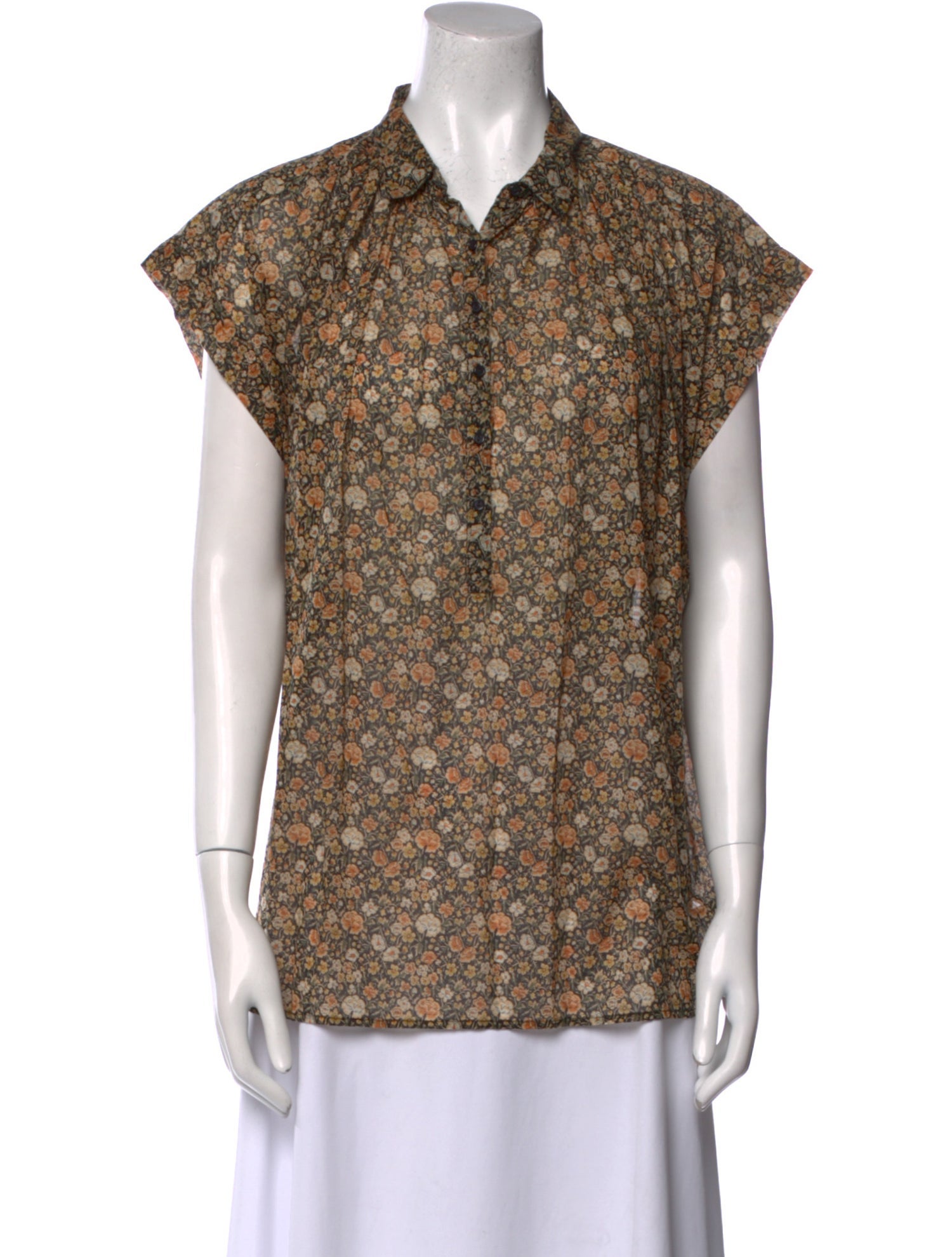 Nili Lotan Floral Print Short Sleeve Blouse