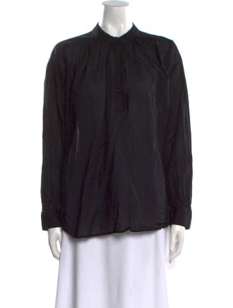 Nili Lotan Mock Neck Long Sleeve Blouse