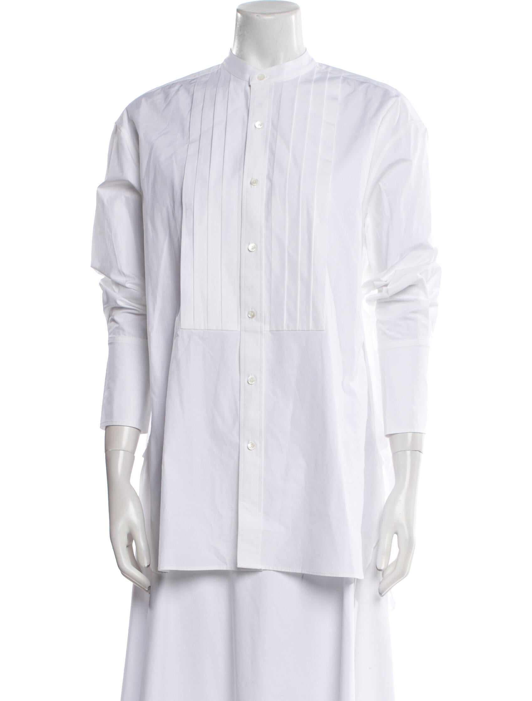 Nili Lotan Striped Mock Neck Button-Up Top w/ Tags