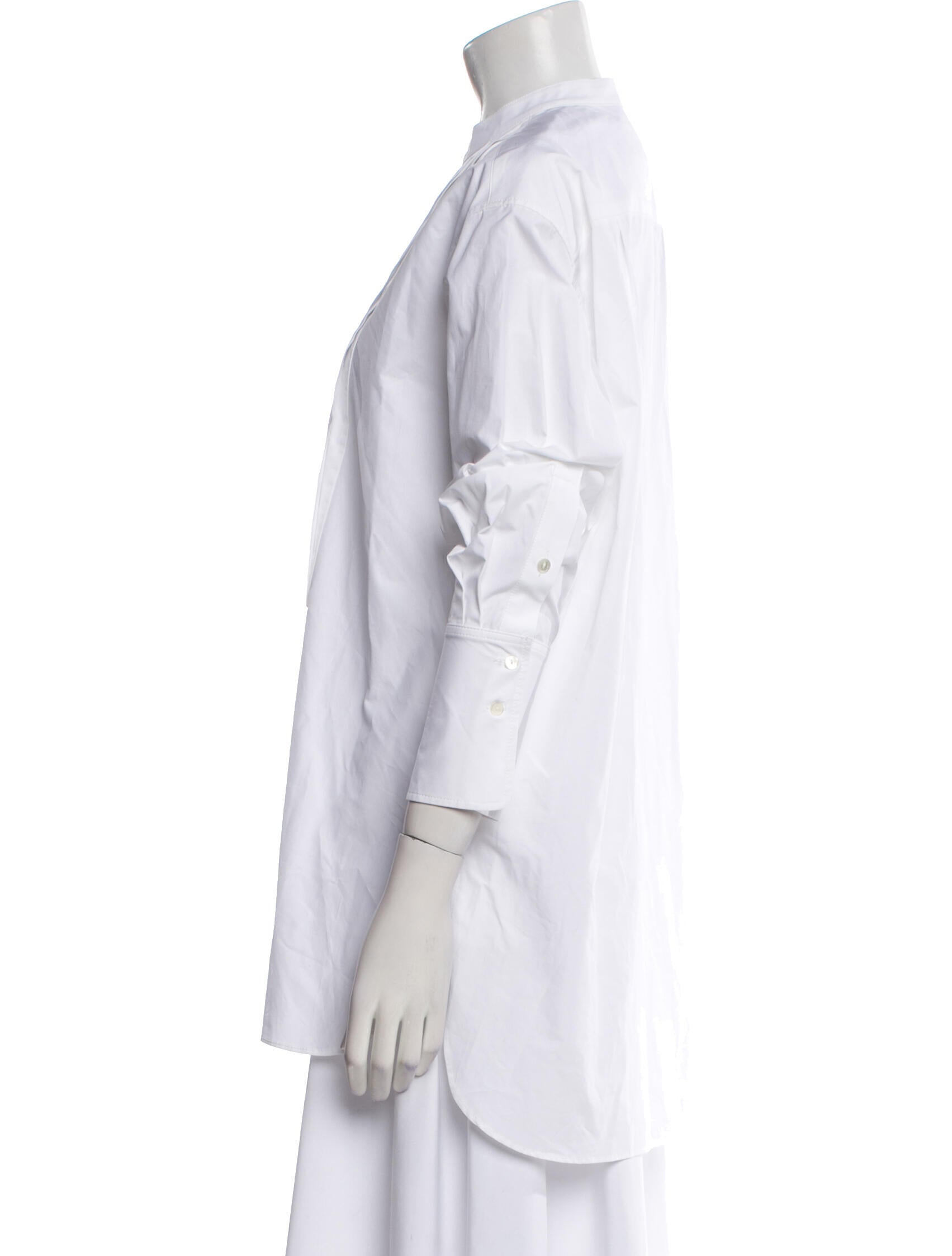 Nili Lotan Striped Mock Neck Button-Up Top w/ Tags