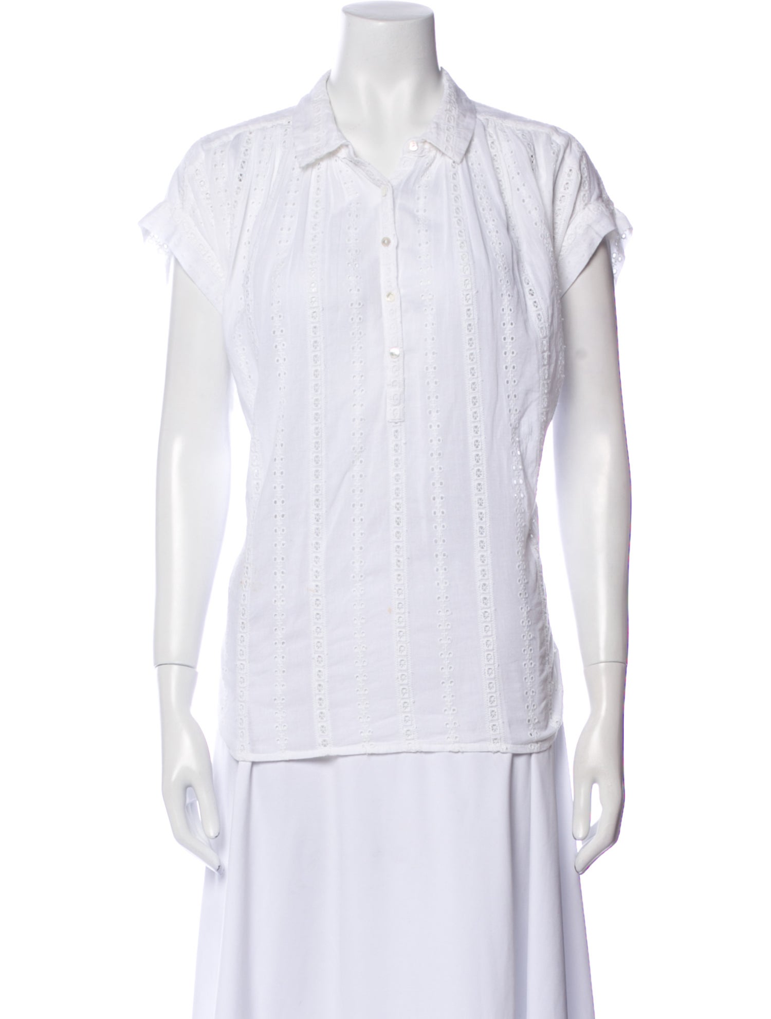 Nili Lotan Short Sleeve Button-Up Top