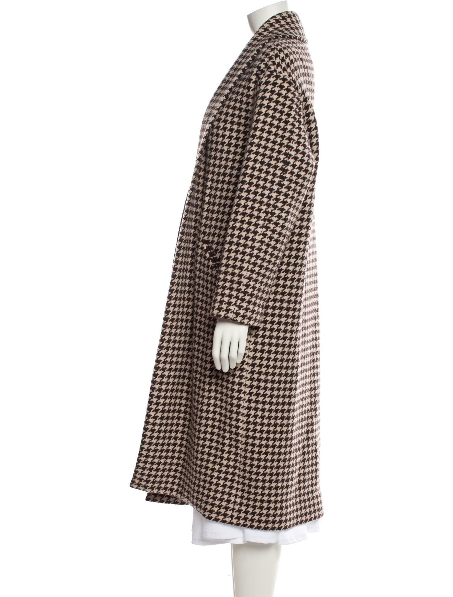 Nili Lotan Virgin Wool Houndstooth Print Coat
