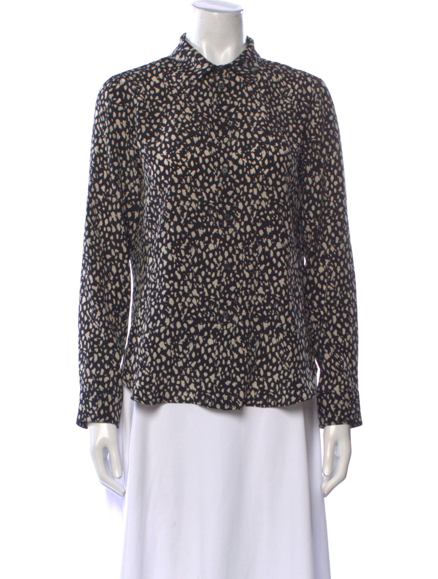 Nili Lotan Silk Printed Button-Up Top